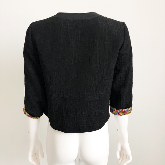 SEE by Chloe Jacket Reversible Abstract Floral Pattern & Black Cotton Blend Sz 4 - Picture 3 of 7